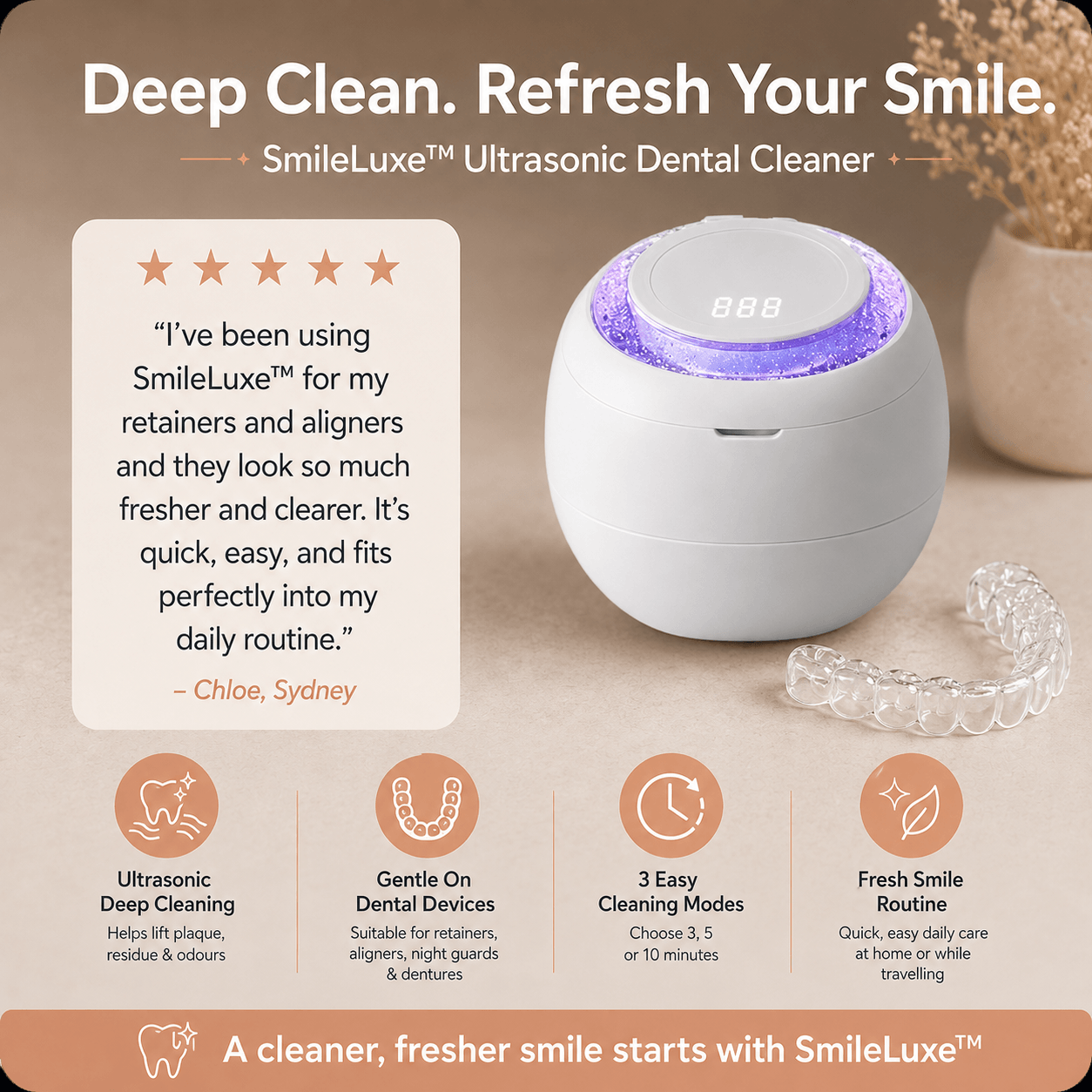 SmileLuxe™ Ultrasonic Dental Cleaner