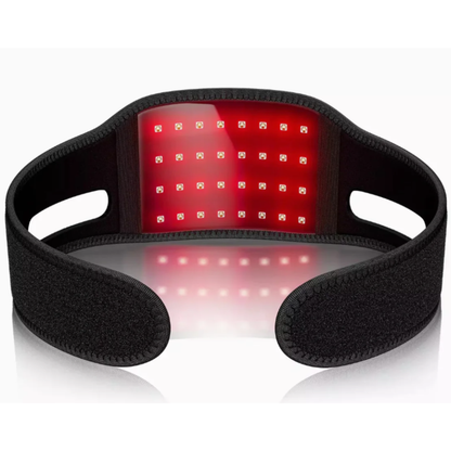 Black LED safety light belt with red light on a white background